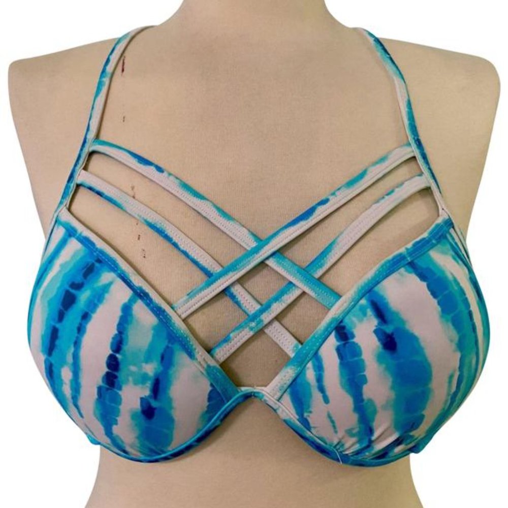 Blue Tie Dye Extreme Push Up Racerback Bikini